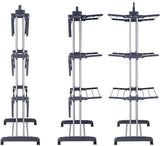 Kawachi Stainless Steel Heavy Duty Double Pole Cloth Drying Stand, Laundry Rack Stand Gray