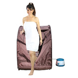 Kawachi Portable Steam Sauna Bath for Health and Beauty Spa at Home Chocolate Brown