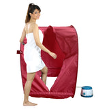 Kawachi Portable Steam Sauna Bath for Health and Beauty Spa at Home Reddish Maroon