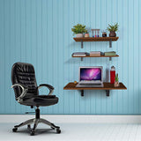 Kawachi Folding Wall Mount Laptop Study Table Desk Adjustable Floating Display 2 Shelf Stand Rack for Living Room Office with Two Shelves Brown