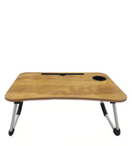 Kawachi Folding Laptop Table with Cup, Phone and Pen Holder Writing Study, Bed Tray TableKW40 Rustic Beige