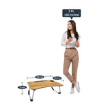 Kawachi Folding Laptop Table with Cup, Phone and Pen Holder Writing Study, Bed Tray TableKW40 Rustic Beige