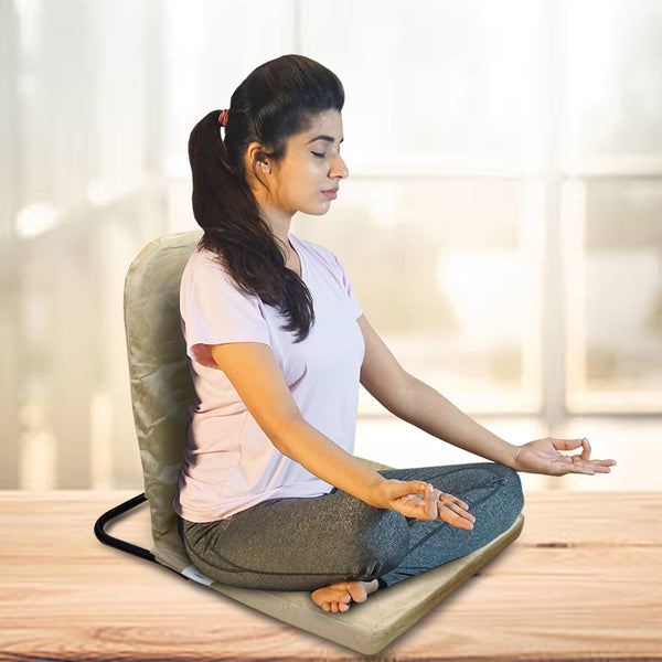 Kawachi Portable Relaxing Meditation Chair Folding Back Support Yoga Chair  Study, Reading Floor Chair i113-Velvet Blue
