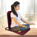 Kawachi Right Angle Back Support Portable Relaxing Folding Yoga Meditation Floor Chair Velvet Maroon I114
