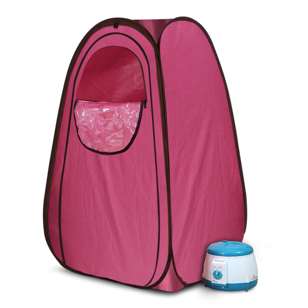 Kawachi Portable Steam Sauna Bath for Home Full Body Personal Sauna at Home Spa with 1.5L 750W Steam Generator, 60 Minute Timer Pink