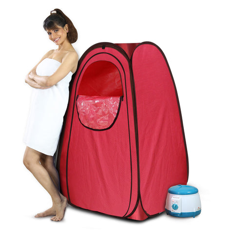 Kawachi Portable Steam Sauna Bath for Home Full Body Personal Sauna at Home Spa with 1.5L 750W Steam Generator, 60 Minute Timer Reddish Maroon
