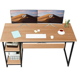 Kawachi Computer Desk 47" Home Office Writing Table with 2-Tier Reversible Storage Shelves Desk Workstation