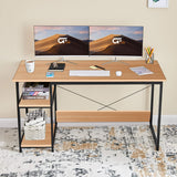 Kawachi Computer Desk 47" Home Office Writing Table with 2-Tier Reversible Storage Shelves Desk Workstation