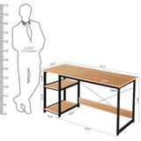Kawachi Computer Desk 47" Home Office Writing Table with 2-Tier Reversible Storage Shelves Desk Workstation