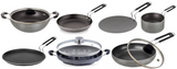 Bharu Nonstick 10 Pcs  Cooking Set (Chapati Tawa, Flat Tawa, Kadhai, Fry pan, Omlet Pan, Sauce Pan, Appam, 3 Glass lid)