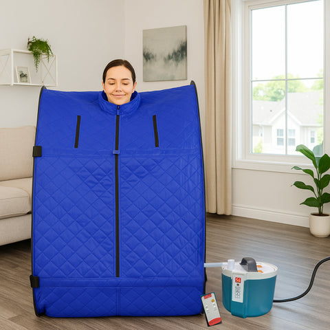 Kawachi Portable Steam Therapy Sauna Bath for Health and Beauty Spa at Home - i138-Blue-CP