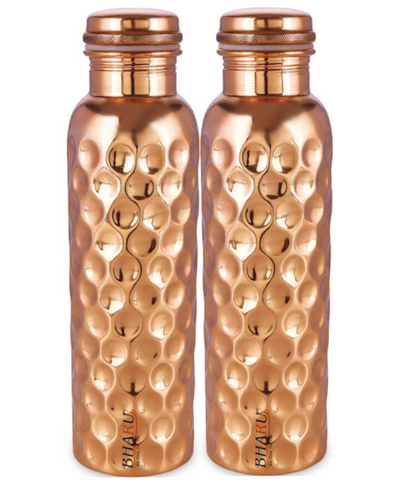 Bharu Diamond Shape Copper Bottle 1000 ml- Pack of 2