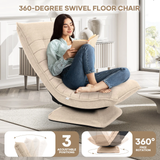 Kawachi Adjustable 5-Position Folding Recliner Floor Chair with 360 Degree Swivel- KAWY-4