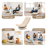 Kawachi Adjustable 5-Position Folding Recliner Floor Chair with 360 Degree Swivel- KAWY-4