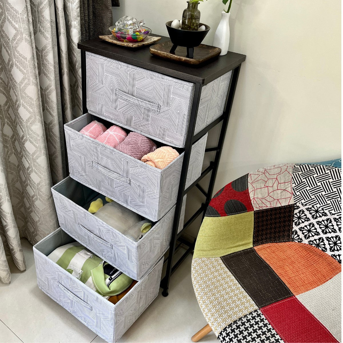 Kawachi Drawer Chest Fabric Storage Organizer Unit for Small