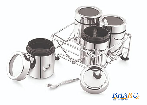 Bharu 4 in 1 See-Through Spice Set/ Storage Containers with Stand