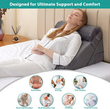Kawachi 3Pcs Set Orthopedic Adjustable Bed Wedge Pillow-Memory Foam with Head Rest-Back Support for Bed, Leg Elevation, Acid Reflux, GERD, Snoring- KW138-Grey