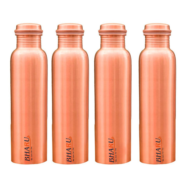 Bharu Plain Copper Bottle 950 ml- Pack of 4