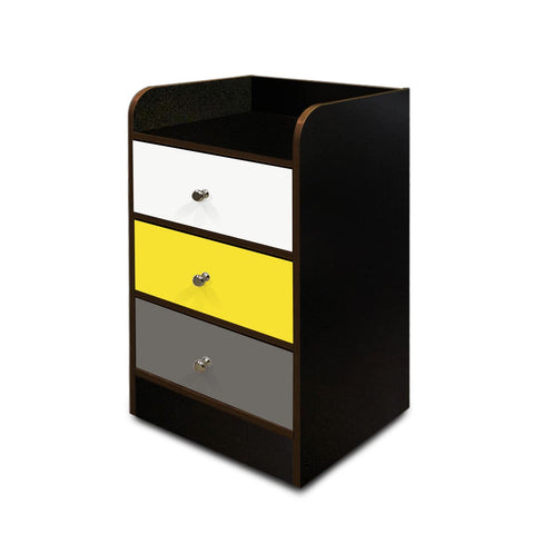 Kawachi Modern Home Bedroom Bedside Table Storage Cabinet with 3 Drawers KW23-Brown