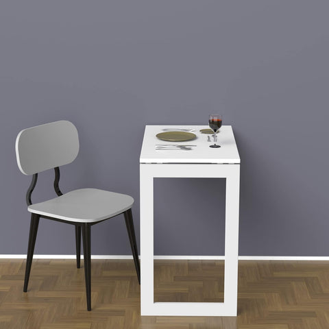 Kawachi Woodit Wall Mounted Collapsible Folding Dining Table & Wall Mount Laptop Study Table - Utility Table (KW140-White,75CM x 45CM)