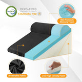 Kawachi 3Pcs Set Orthopedic Adjustable Bed Wedge Pillow-Memory Foam with Head Rest-Back Support for Bed, Leg Elevation, Acid Reflux, GERD, Snoring- KW138-Black
