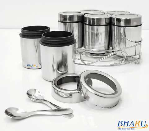 Bharu 7 in 1 See-Through Spice Set/ Storage Containers with Stand