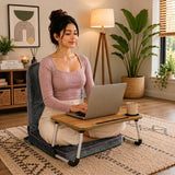 Kawachi Floor Chair with Laptop Table, Foldable Back Support & Portable Study Table Combo, Reading, Work from Home, Meditation & Relaxation Chair (KC32-Dark Grey)