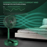 Kawachi Folding Fan Quiet 3- Speed Wind Highly Stretchable Simulated Natural Wind 180 ° Adjustment Battery Powered or USB Powered Home Desk Bedroom Portable Travel Mini Decorative Fan- KAWY-6-Green