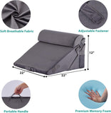 Kawachi 3Pcs Set Orthopedic Adjustable Bed Wedge Pillow-Memory Foam with Head Rest-Back Support for Bed, Leg Elevation, Acid Reflux, GERD, Snoring- KW138-Grey