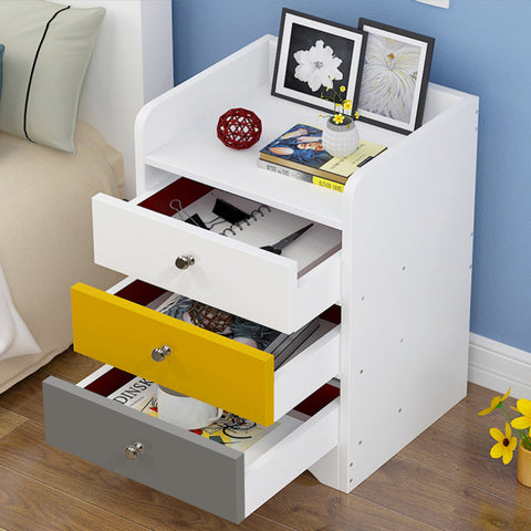 Kawachi Modern Home Bedroom Bedside Table Storage Cabinet with 3 Drawers KW23-White MD