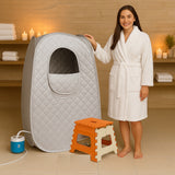 Kawachi Portable Steam Therapy Sauna Bath Can Relieve Fatigue, Lose Weight for Health and Beauty Spa at Home- i137-Silver-CP