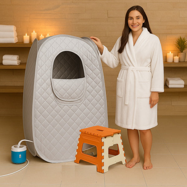 Kawachi Portable Steam Therapy Sauna Bath Can Relieve Fatigue, Lose Weight for Health and Beauty Spa at Home- i137-Silver-CP