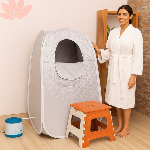 Kawachi Portable Steam Therapy Sauna Bath Can Relieve Fatigue, Lose Weight for Health and Beauty Spa at Home- i137-Silver-IP