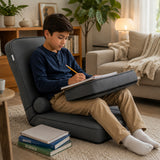 Kawachi Recliner Laptop Table with Foldable Portable Floor Chair – Adjustable Cushion Seat with Ergonomic Backrest for Work, Gaming, Relaxation, Reading, and Home Office