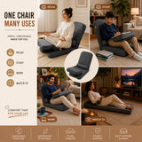 Kawachi Recliner Laptop Table with Foldable Portable Floor Chair – Adjustable Cushion Seat with Ergonomic Backrest for Work, Gaming, Relaxation, Reading, and Home Office