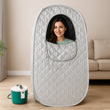 Kawachi Portable Steam Therapy Sauna Bath Can Relieve Fatigue, Lose Weight for Health and Beauty Spa at Home- i137-Silver-CP