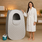 Kawachi Portable Steam Therapy Sauna Bath Can Relieve Fatigue, Lose Weight for Health and Beauty Spa at Home- i137-Silver-CP