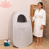 Kawachi Portable Steam Therapy Sauna Bath Can Relieve Fatigue, Lose Weight for Health and Beauty Spa at Home- i137-Silver-CP
