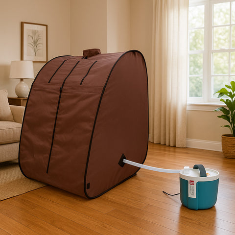 Kawachi Portable Steam Therapy Sauna Bath Single Layer for Health and Beauty Spa at Home- i140-Chocolate Brown-CP