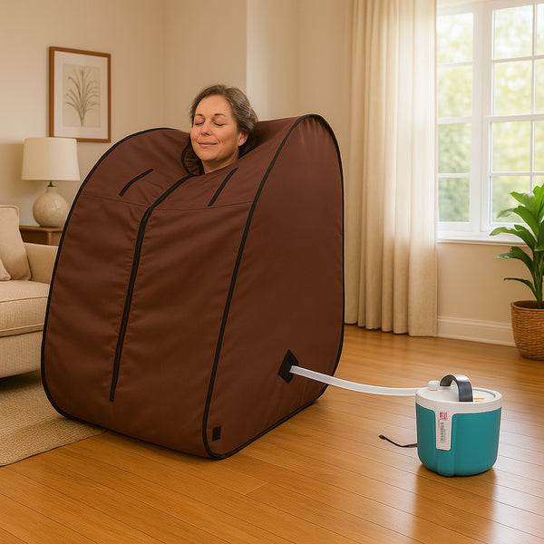 Kawachi Portable Steam Therapy Sauna Bath Single Layer for Health and Beauty Spa at Home- i140-Chocolate Brown-CP