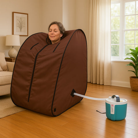 Kawachi Portable Steam Therapy Sauna Bath Single Layer for Health and Beauty Spa at Home- i140-Chocolate Brown-CP