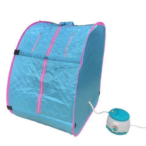 Kawachi Portable Steam Sauna Bath with 1.5L Steam Generator, 750W Power, Personal Home Spa for Full Body Detox Therapy and Relaxation i76-Saphire Blue
