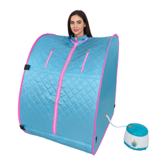 Kawachi Portable Steam Sauna Bath with 1.5L Steam Generator, 750W Power, Personal Home Spa for Full Body Detox Therapy and Relaxation i76-Saphire Blue