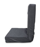 Kawachi Premium Quality Linen Fabric 5-Angle Adjustable Folding Recliner Backrest Floor Chair Ideal for Relaxation, Meditation, Yoga Chair Cream Beige-i116-Dark Grey