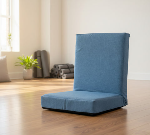 Kawachi Premium Quality Linen Fabric 5-Angle Adjustable Folding Recliner Backrest Floor Chair Ideal for Relaxation, Meditation, Yoga Chair- i116