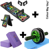 Foldable Push-up Trainer, Yoga Bricks, Double Abdominal Wheel