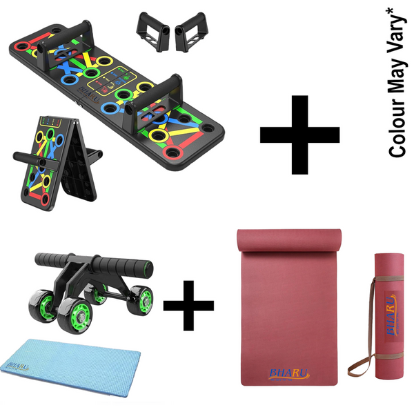 Foldable Push-up Trainer, Yoga Mat, Abdominal Wheel