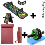 Foldable Push-up Trainer, Yoga Mat, Double Abdominal Wheel