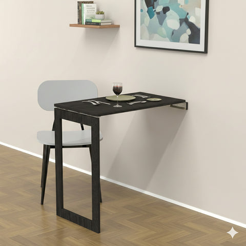 Kawachi Woodit Wall Mounted Collapsible Folding Dining Table & Wall Mount Laptop Study Table - Utility Table (KW140-Wenge Black,75CM x 45CM)