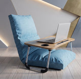 Kawachi 5 Angle Recliner Floor Chair with Foldable Laptop Table with Cup Holder, Wood Top, for Work from Home, Study and Relaxation (KC31 Sky Blue)